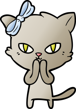 Bir insan tarafından çizilmiş sevimli çizgi film kedisi.