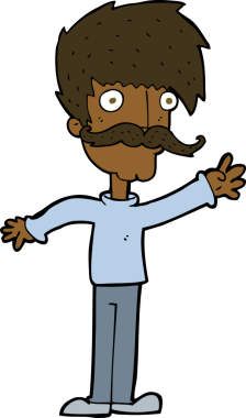 Bir insan tarafından çizilmiş bıyıklı adam.