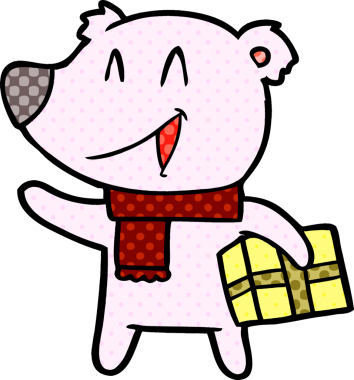 Bir insan tarafından çizilmiş gülen noel ayısı çizgi filmi