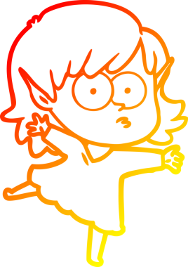 Bir insan tarafından çizilmiş, çizgi film karakteri bir elf kızı çizimi.