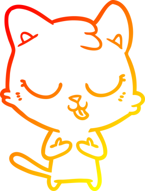 Bir insan tarafından çizilmiş çizgi film kedisinin sıcak çizgi çizimi