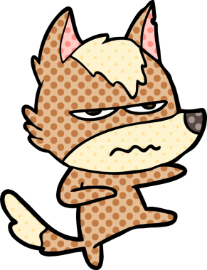 Bir insan tarafından çizilmiş rahatsız kurt çizgi filmi.