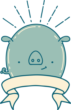 Bir insan tarafından çizilmiş dövmeli domuz dövmeli bir afiş.