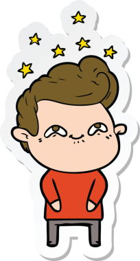 Bir insan tarafından çizilmiş heyecanlı bir adamın çıkartması.