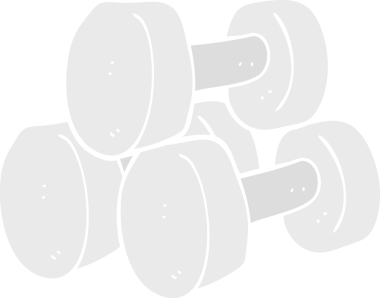 Bir insan tarafından çizilen dambılların düz renk çizimi