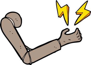 bir insan tarafından çizilmiş protez bir kol.