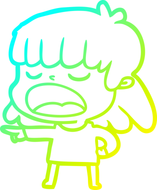 Bir insan tarafından yüksek sesle çizilmiş bir karikatür kadın çizimi.