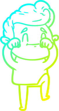 Bir insan tarafından çizilmiş mutlu bir çizgi film karakteri çizimi.