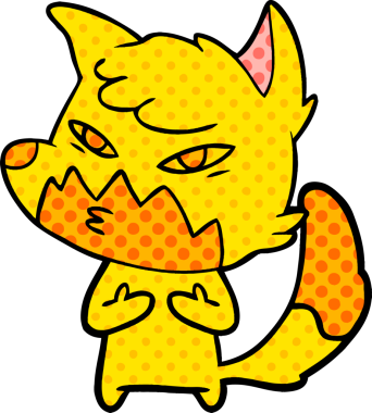 Bir insan tarafından çizilmiş tilki çizgi film karakteri