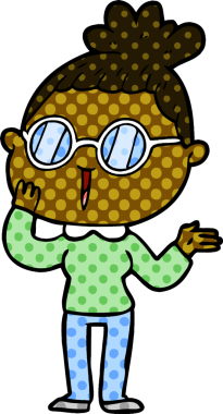 Bir insan tarafından çizilmiş gözlüklü bir karikatür.