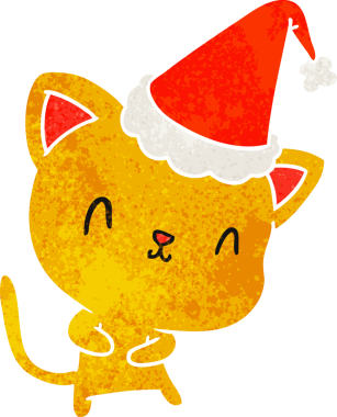 Bir insan tarafından çizilmiş kawaii kedisinin eski bir karikatürü.