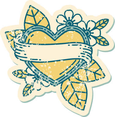 Bir insan tarafından çizilmiş kalp ve bayrağın sembolik depresif dövme şekli