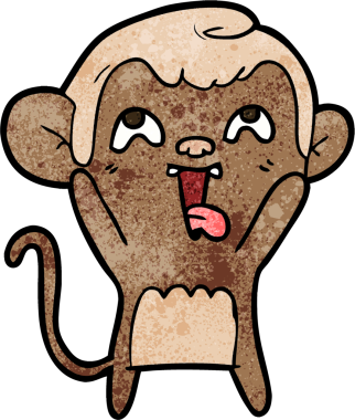 Bir insan tarafından çizilmiş çılgın çizgi film maymunu