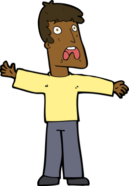 Bir insan tarafından çizilmiş korkmuş bir adam.