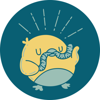 Bir insan tarafından çizilmiş solucanlı bir dövme simgesi.