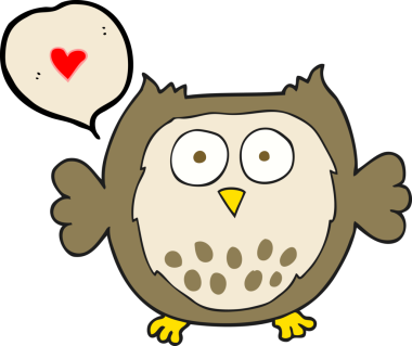 Bir insan tarafından çizilmiş serbest konuşma balonu karikatürü baykuşu