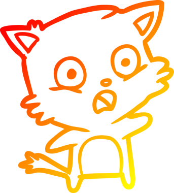 Bir insan tarafından çizilmiş çizgi film kedisinin sıcak çizgi çizimi