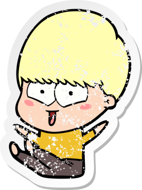 Bir insan tarafından çizilmiş mutlu bir çocuğun sıkıntılı çıkartması.