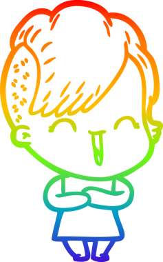 Gökkuşağı gradyan çizgi çizimi Bir insan tarafından çizilmiş mutlu hippi kız