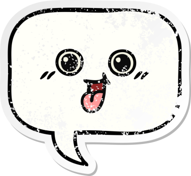 Bir insan tarafından çizilmiş şirin bir karikatür konuşma balonunun sıkıntılı çıkartması.