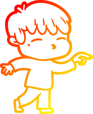 Bir insan tarafından çizilmiş, çizgi film karakteri meraklı bir çocuk çizimi.