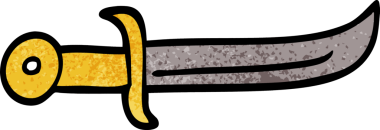 Çizgi film kavisli hançer bir insan tarafından çizilmiş.