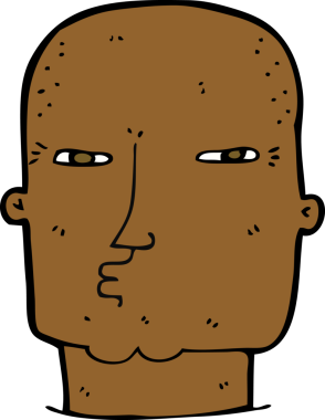 Bir insan tarafından çizilmiş kel, sert adam.