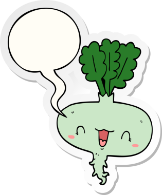 Bir insan tarafından çizilmiş konuşma kabarcığı etiketli şalgam.