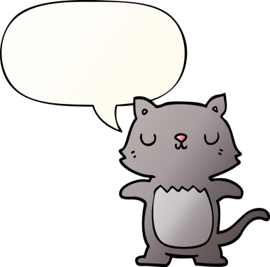 bir insan tarafından çizilmiş yumuşak eğimli konuşma baloncuklu çizgi film kedisi