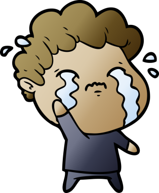 Bir insan tarafından çizilmiş ağlayan çizgi film adamı.