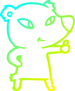 Bir insan tarafından çizilmiş şirin bir çizgi film ayısının soğuk gradyan çizgisi.