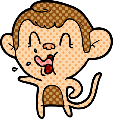 Bir insan tarafından çizilmiş çılgın çizgi film maymunu