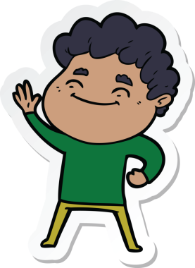 Bir insan tarafından çizilmiş, karikatür dostu bir adamın çıkartması.