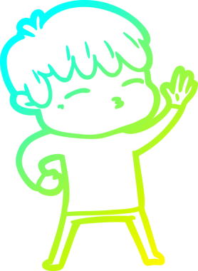 Bir çizgi film karakteri çizen soğuk gradyan bir insan tarafından çizilmiş meraklı çocuk.