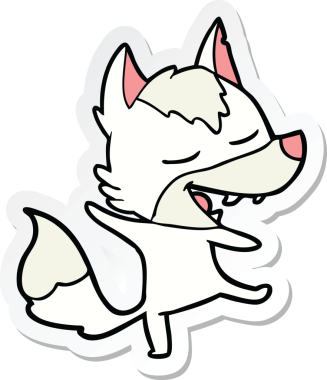 Bir insan tarafından çizilmiş bir kurt çizgi filminin çıkartması.