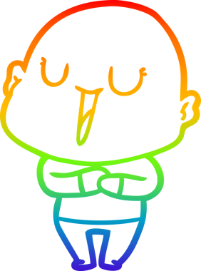 gökkuşağı gradyan çizimi mutlu bir çizgi kel adamın çizimi bir insan tarafından çizildi