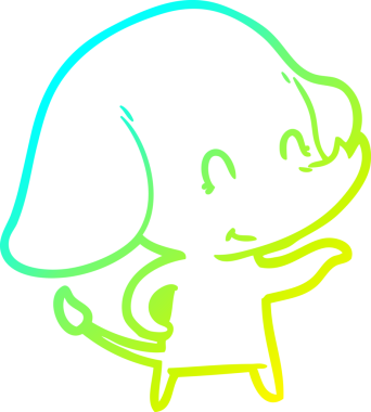 Bir insan tarafından çizilmiş şirin bir filin soğuk gradyan çizgisi