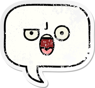 Bir insan tarafından çizilmiş şirin bir karikatür konuşma balonunun sıkıntılı çıkartması.