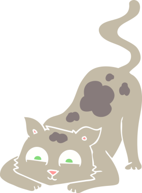 Bir insan tarafından çizilmiş kedinin düz renk çizimi