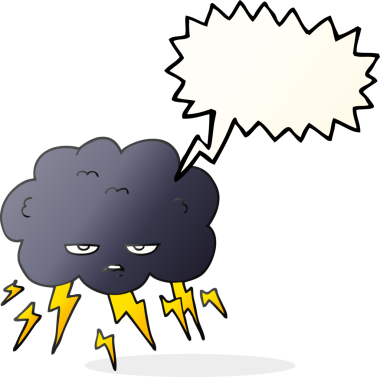 Bir insan tarafından çizilmiş serbest konuşma balonu karikatürü gökgürültüsü bulutu