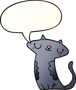 bir insan tarafından çizilmiş yumuşak eğimli konuşma baloncuklu çizgi film kedisi