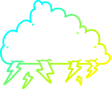 Bir insan tarafından çizilen bir çizgi film bulutunun soğuk gradyan çizimi