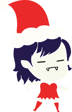 Bir insan tarafından çizilmiş Noel Baba şapkası giyen ölümsüz bir vampirin el resmi.