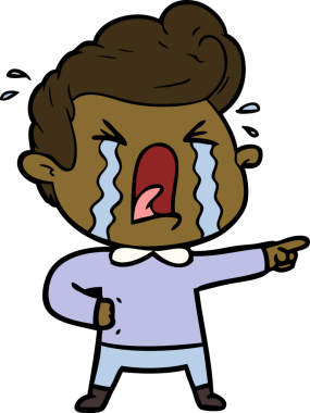 Bir insan tarafından çizilmiş ağlayan bir karikatür.