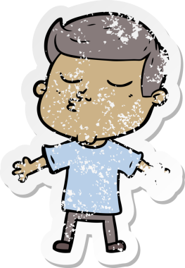 Bir insan tarafından çizilmiş karikatür mankeni adamın sıkıntılı çıkartması.