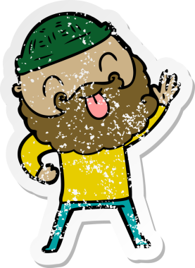 Bir insan tarafından çizilmiş sakallı bir adamın sıkıntılı çıkartması.