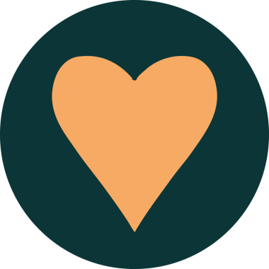 Bir insan tarafından çizilmiş bir kalbin ikonik dövme şekli