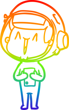 gökkuşağı gradyan çizimi mutlu bir çizgi astronot çizimi bir insan tarafından çizildi