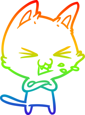 Gökkuşağı gradyan çizgi çizimi Bir insan tarafından çizilmiş bir çizgi kedi tıslama