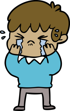 Bir insan tarafından çizilmiş ağlayan çizgi film çocuğu.